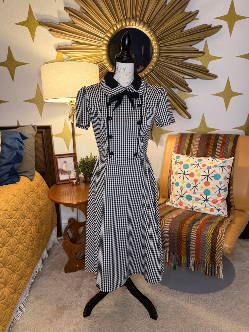 Ranphee Rockabilly Black & White Gingham 50’s Inspired Circle Dress